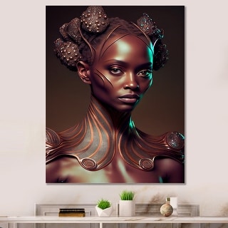 Designart "Tribal African Woman III" African American Woman Canvas